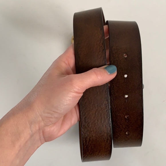 Just Cavalli Brown Leather Gold Buckle Snake Belt - Picture 7 of 14